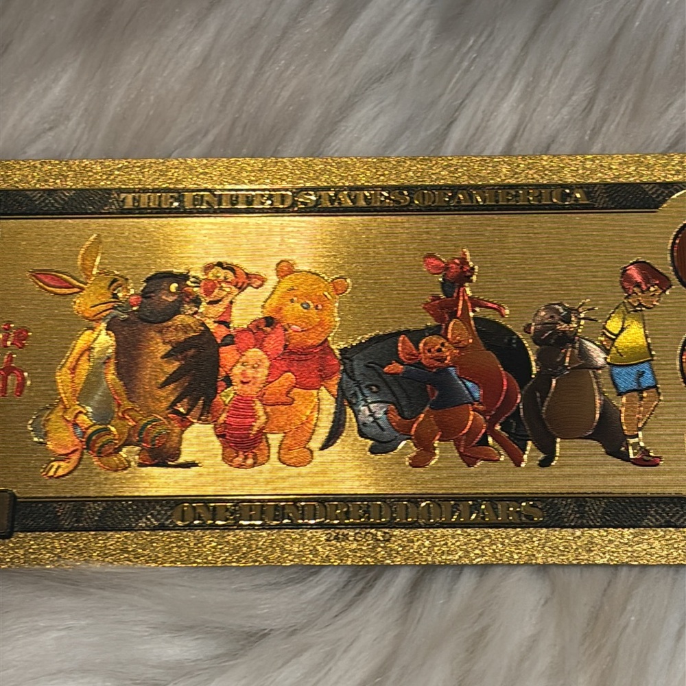 Gold Winnie the Pooh Good Foil Novelty Collectible Note - Picture 3 of 4